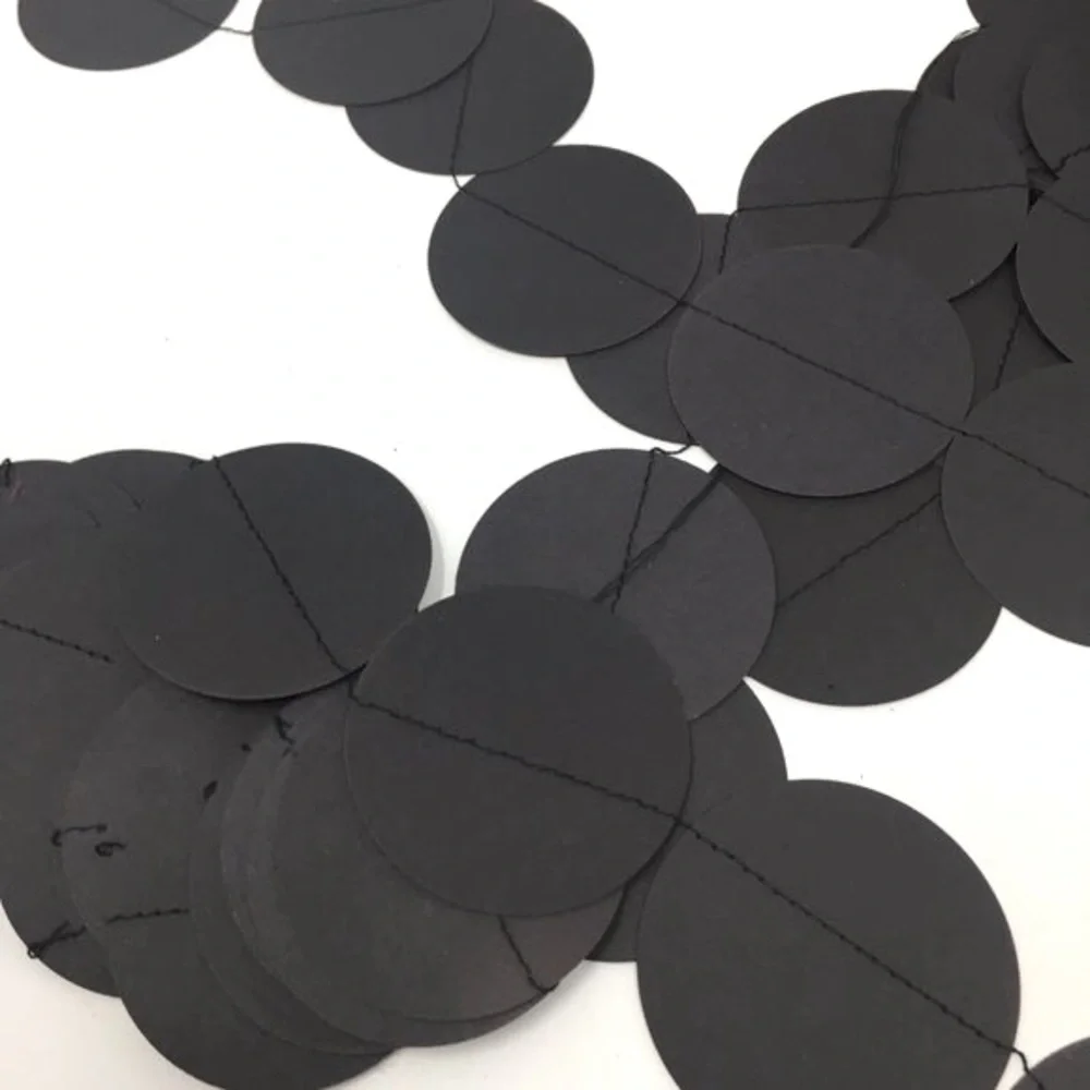 Black Dark Grey Round Paper Large Circle Party Halloween Extra Long Garland